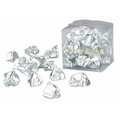 Decorative Plastic Silver Rocks in Clear Cube Box